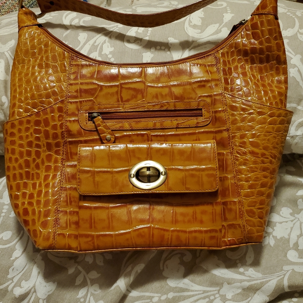 Michael Rome embossed leather shoulder bag